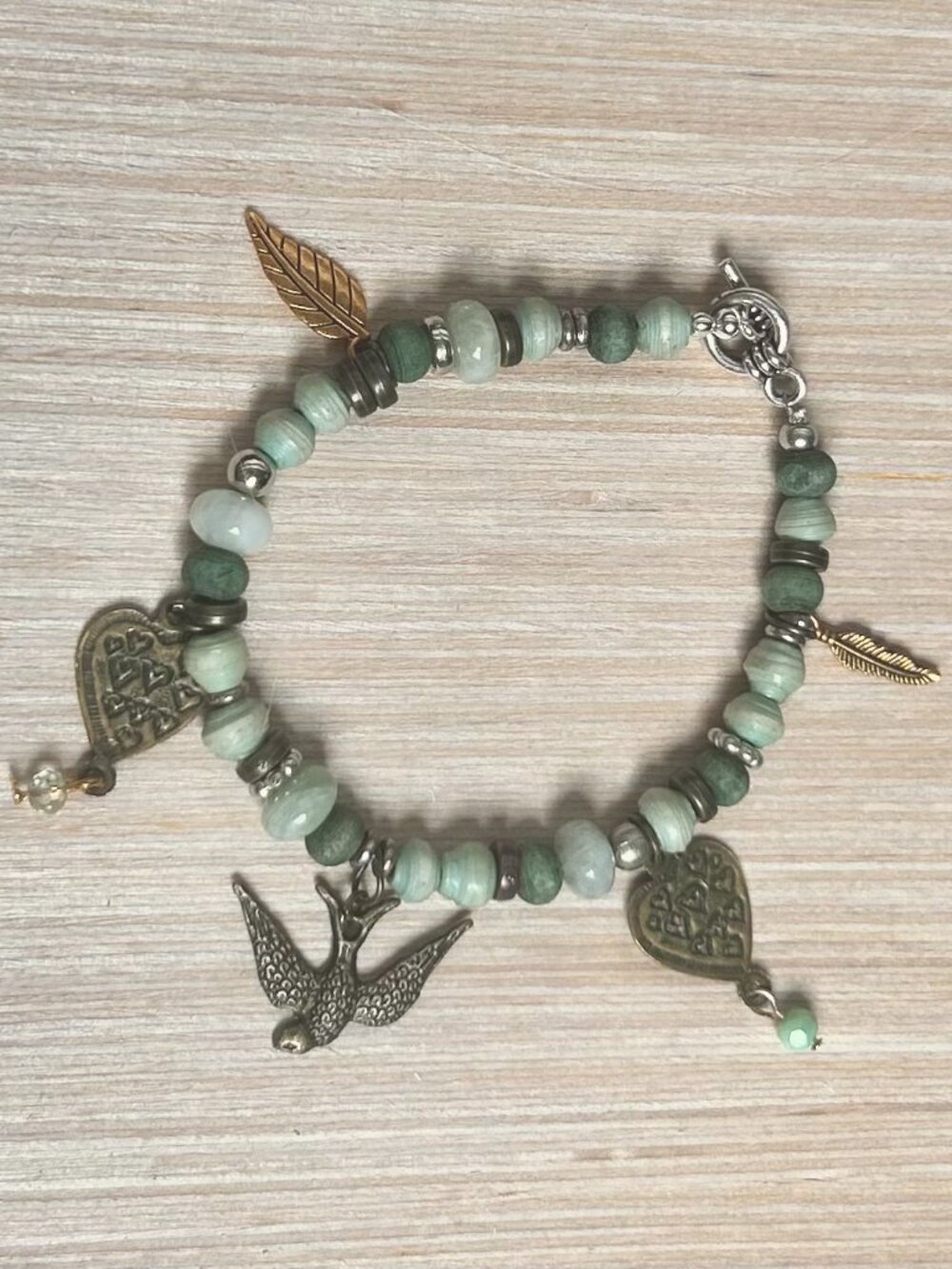 Boho style bead and charm bracelet